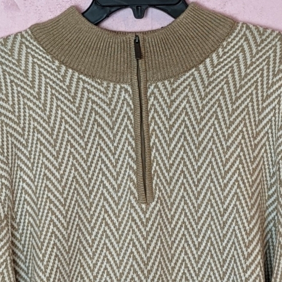 Perry Ellis Tan and White 1/4 Zip Pullover Jacket size 2XL Tall - Picture 2 of 7